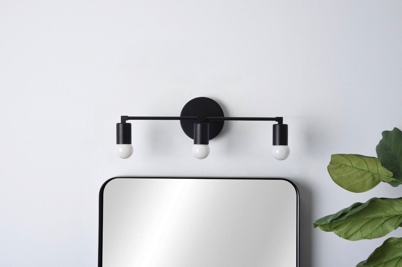 Vanity lighting 3 light vanity fixture, black, gold, silever