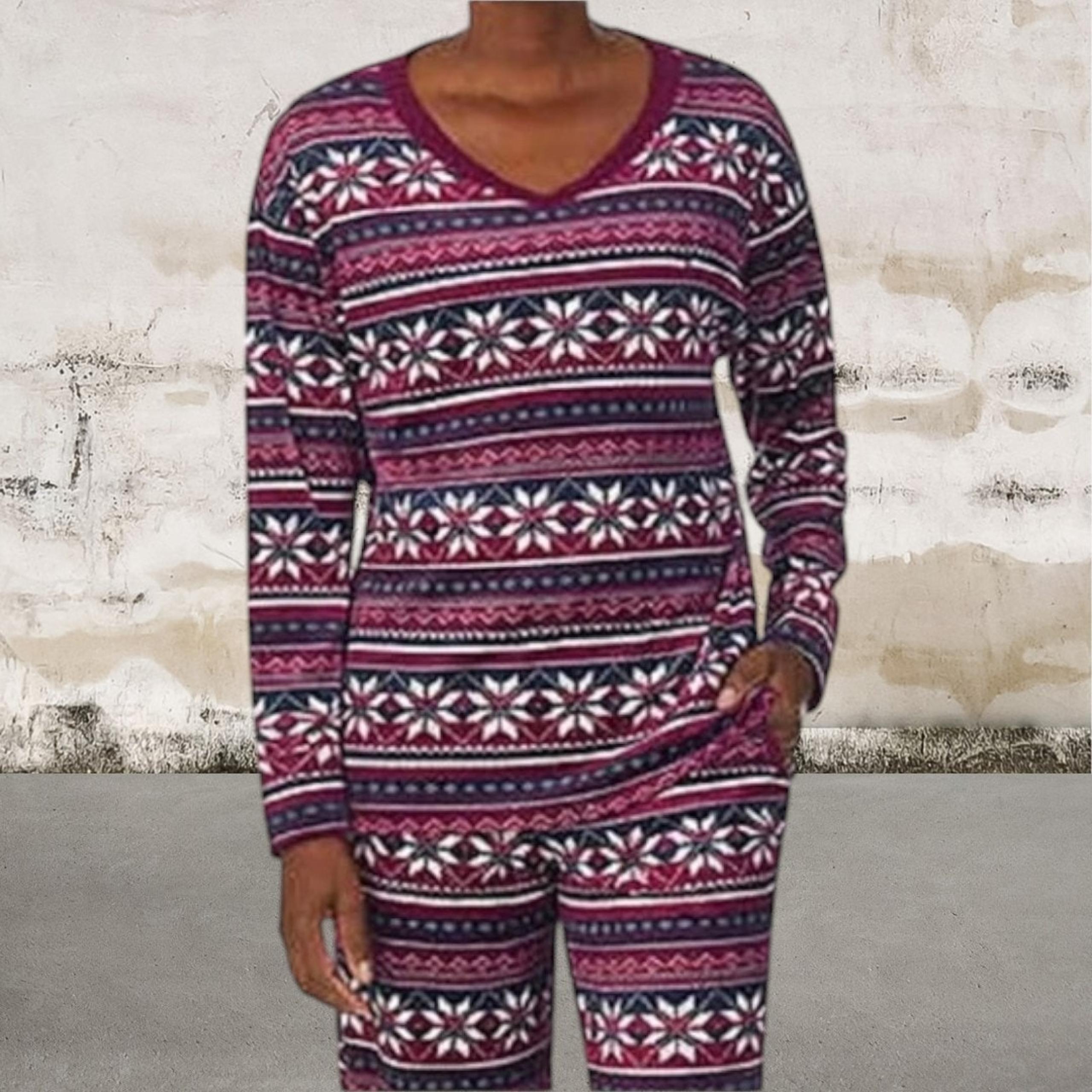 Nautica Women’s 2-pc Lightweight Fleece Pajama Set Pants w-Pockets Size Small