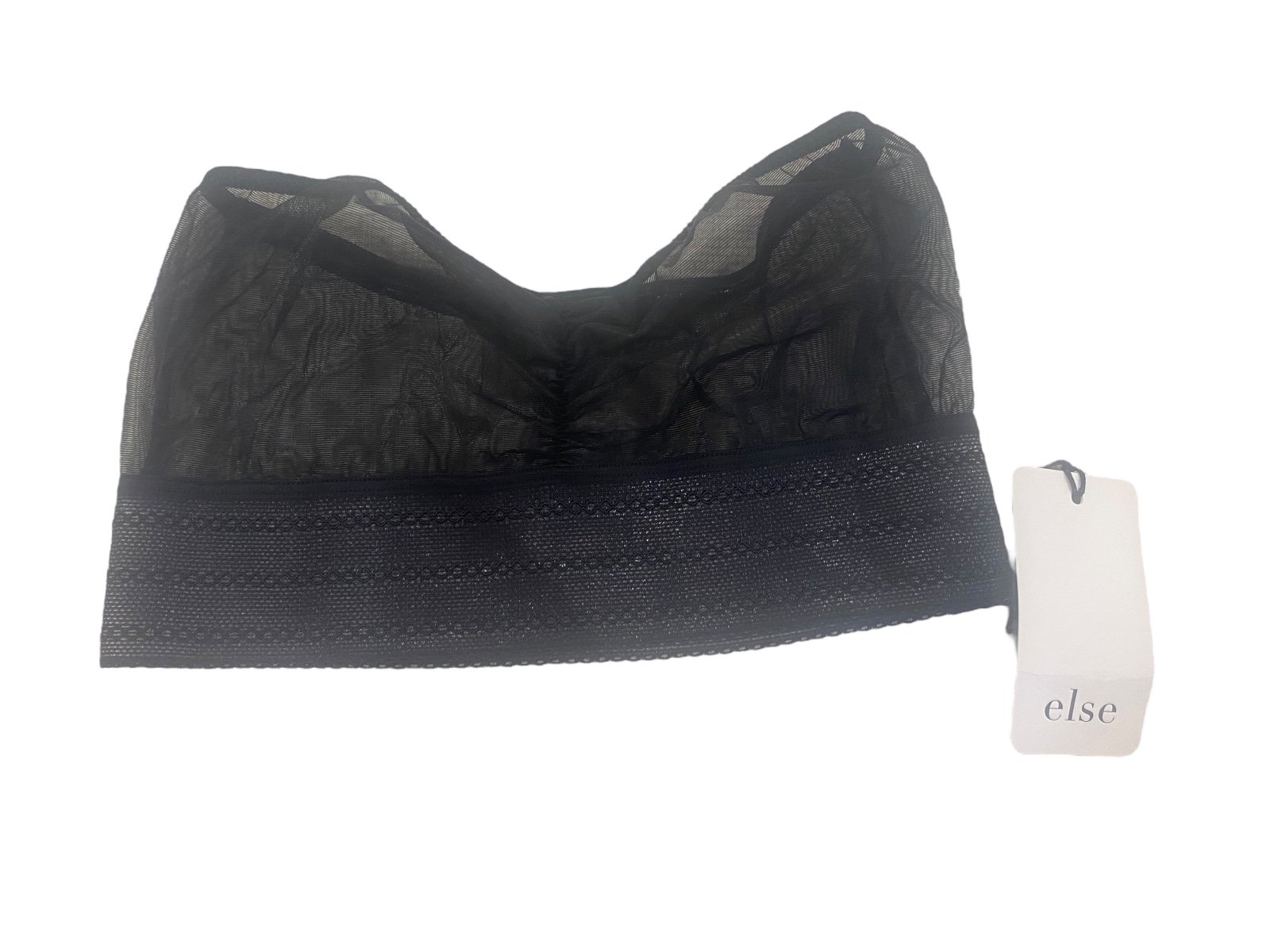 Else Bare Bandeau Bra Black Mesh Strapless Small