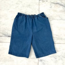 90s Vintage Chic Denim Bermuda Shorts Womens 18 Cotton Pull On Elastic Waist NWT