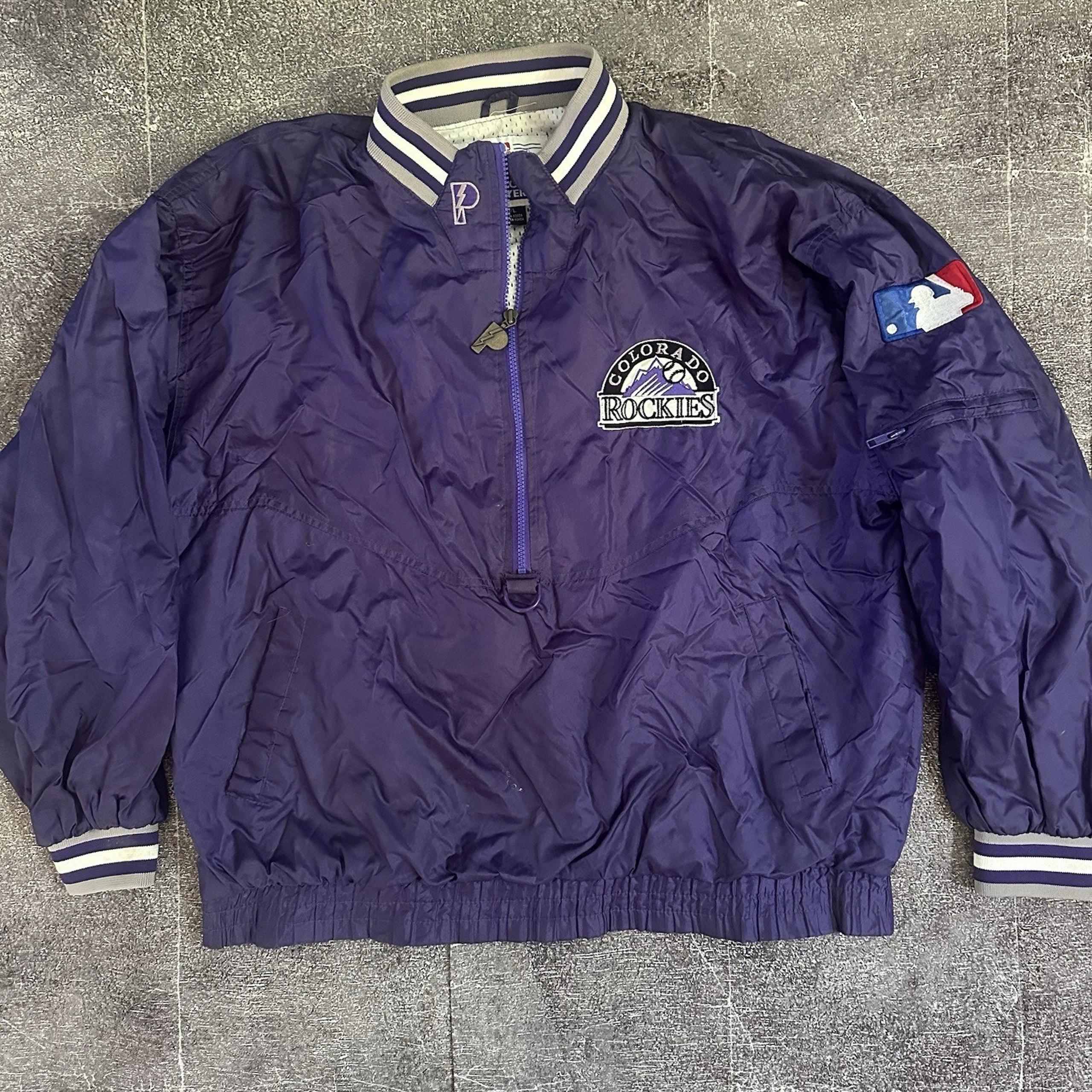 Men's Vintage 90's Pro Player Colorado Rockies Purple Windbreaker Jacket Sz L