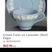 WEDGWOOD QUEEN’S WARE cream on lavender embossed teacup & saucer shell edge