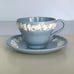 WEDGWOOD QUEEN’S WARE cream on lavender embossed teacup & saucer shell edge