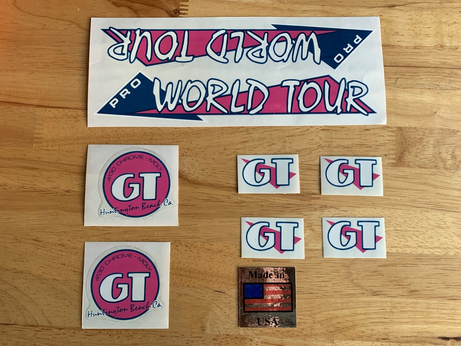 Old School Bmx Freestyle GT PRO WORLD TOUR Complete Decal set 8 Pcs
