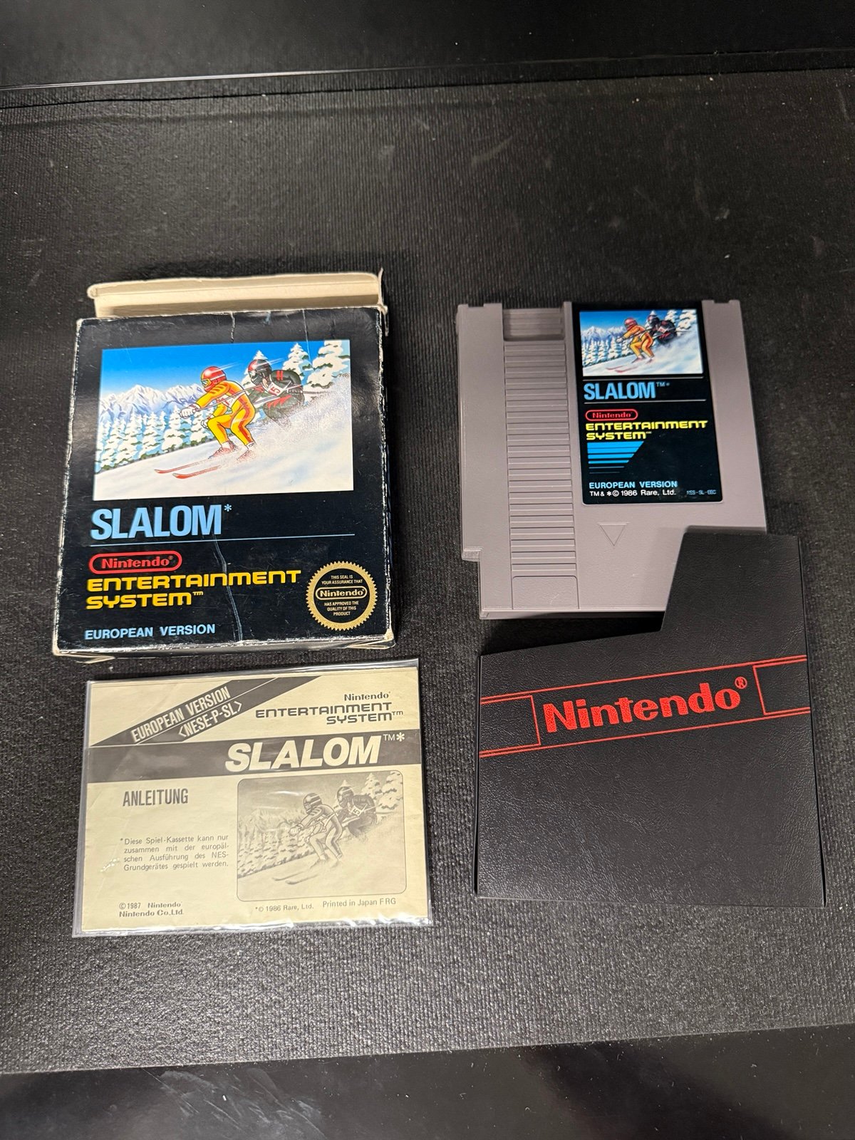 Nintendo NES short black box Slalom European Version CIB