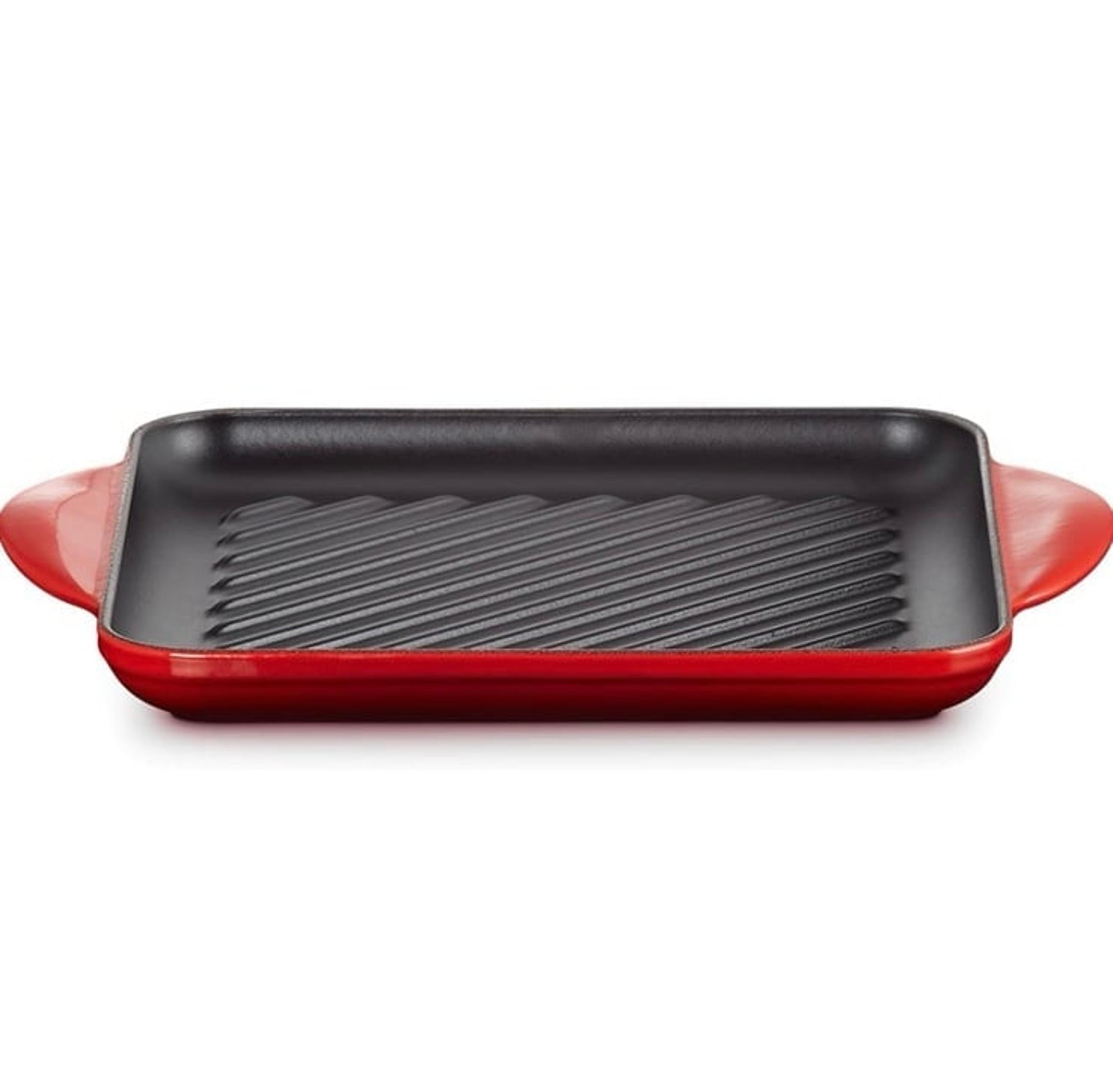 Le Creuset Enameled Cast Iron Signature Square Skillet Grill, 9.5", Cerise NIB