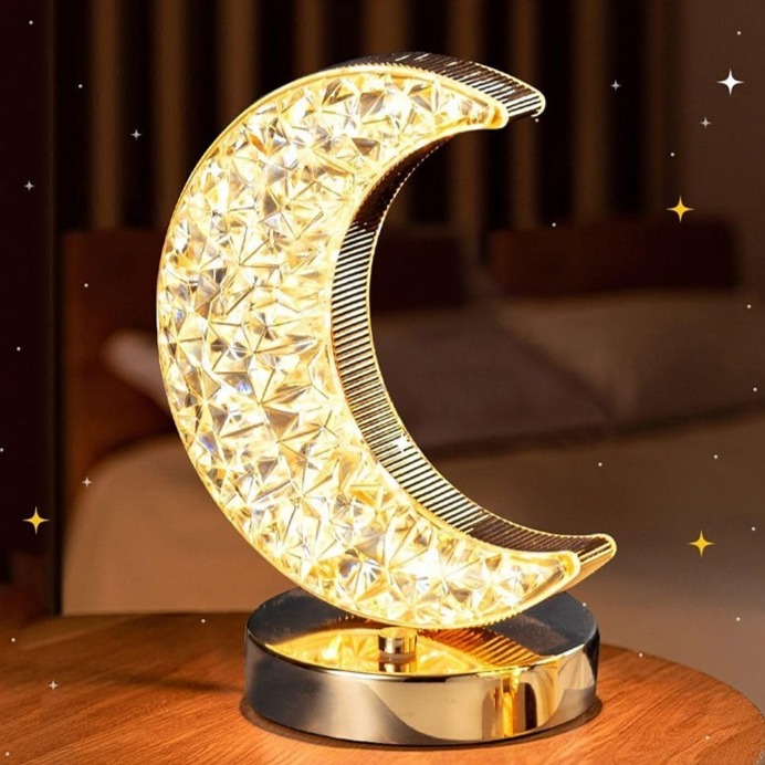 Moon Table Lamp for Bedroom,Romantic Moon Night Light with 3 Colors