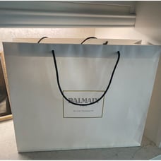 Balmain White Paper Gift Shopping Bag with Rope Handle L 20.7 x D 8 x H 16.5