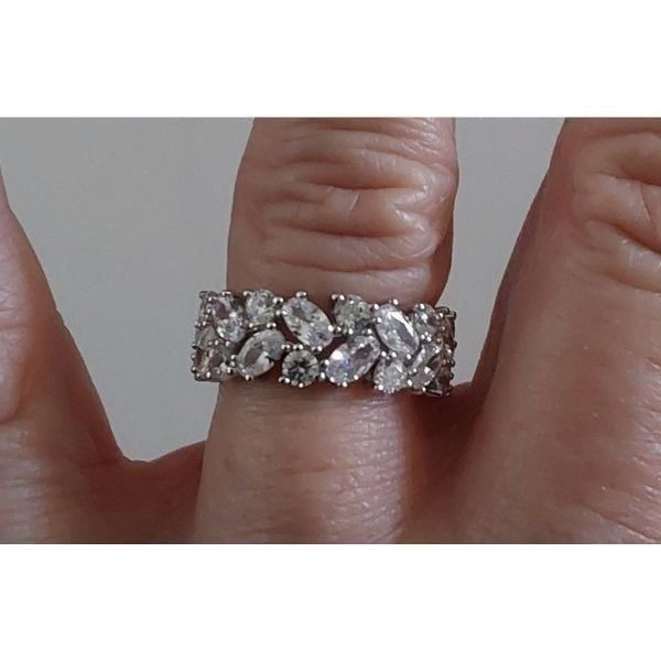 Genuine Diamond Simulant 9.33 Ct. Oval & Round Cut Cluster Wedding Band Ring #8