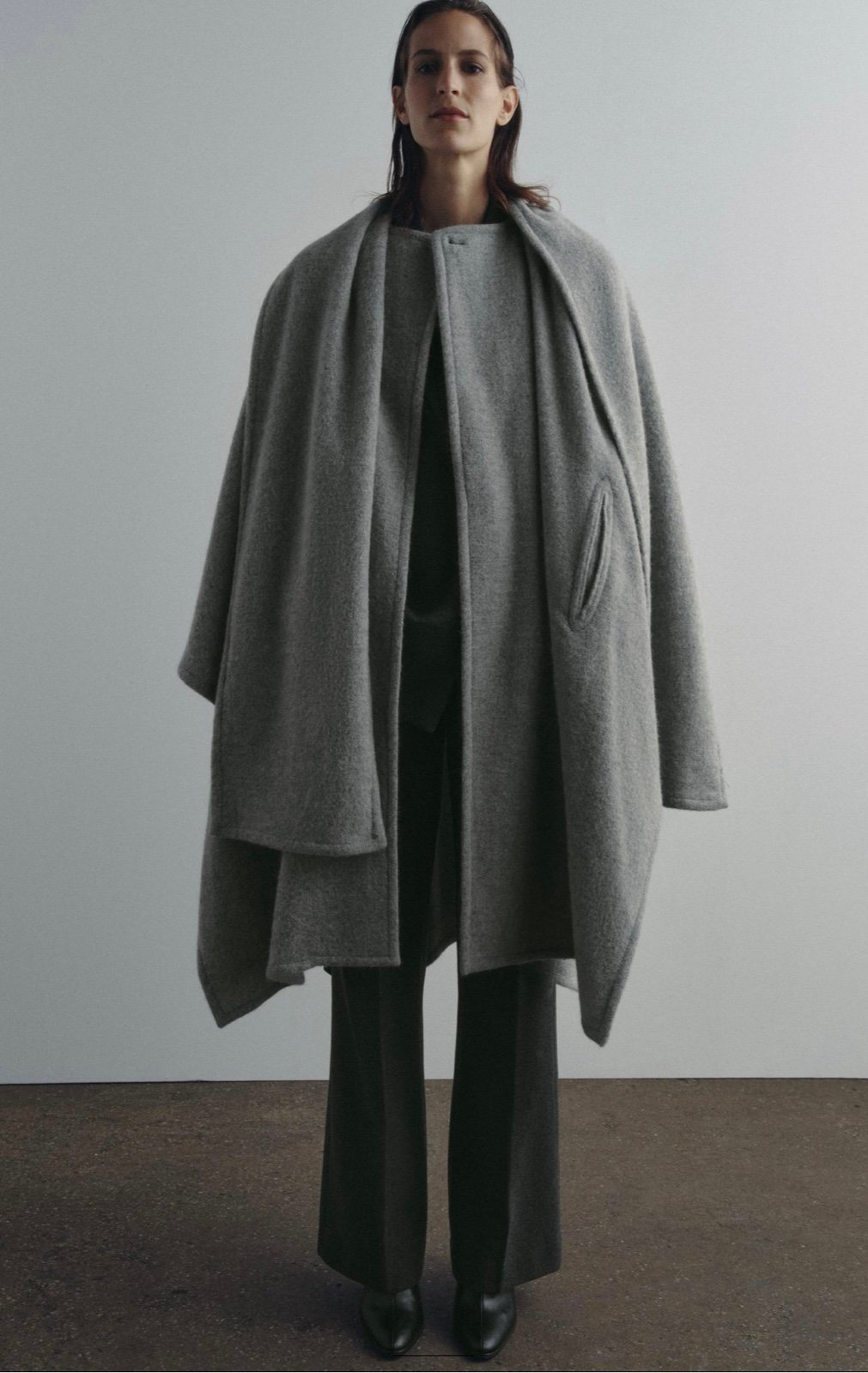 ZARA ALPACA BLEND CAPE COAT WITH SCARF ZW COLLECTION, size MEDIUM, NWT