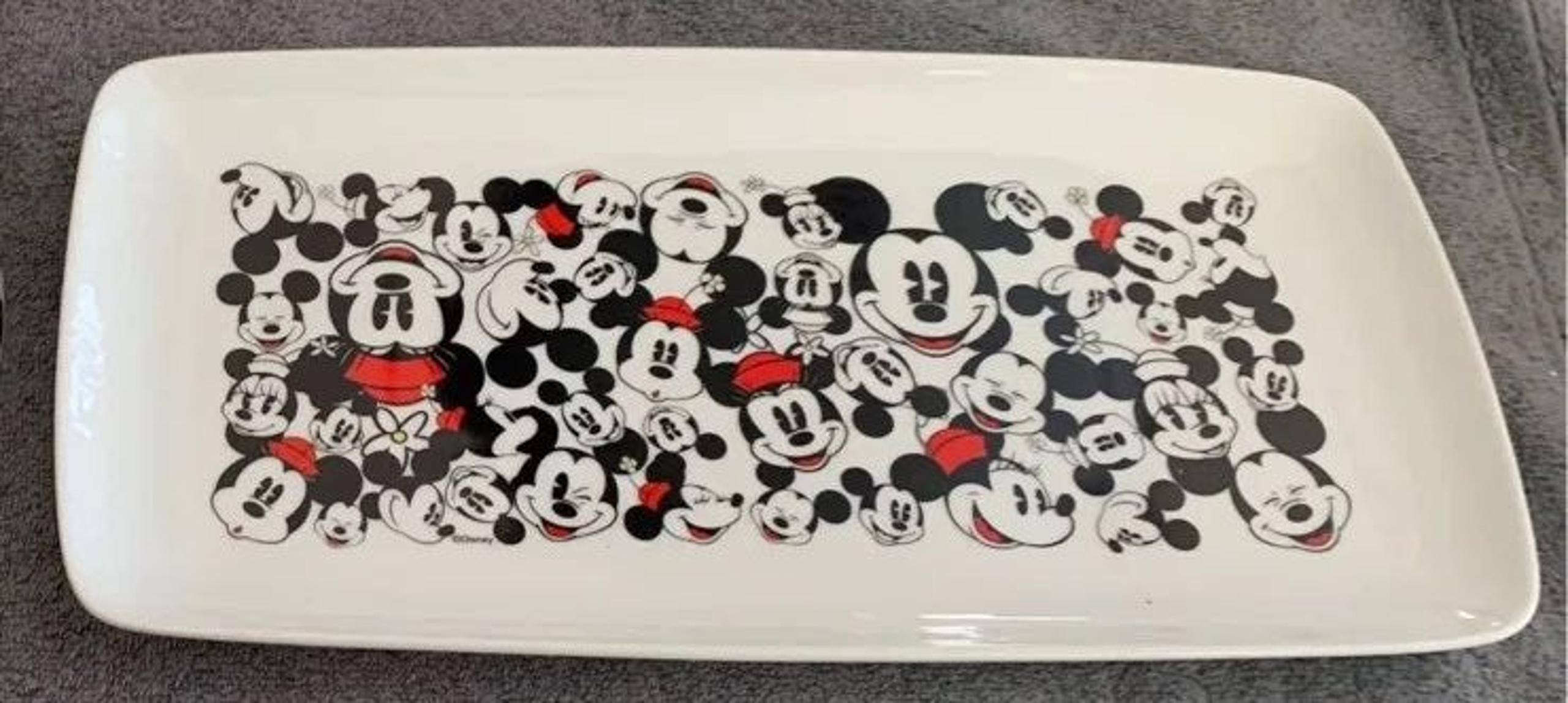 Disney Mickey Minnie Mouse All Over Ceramic Rectangular Serving Platter Tray New