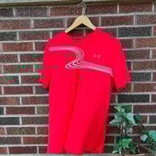 Under Armour Red and White Sports Dry Wick Short Sleeve Shirt
