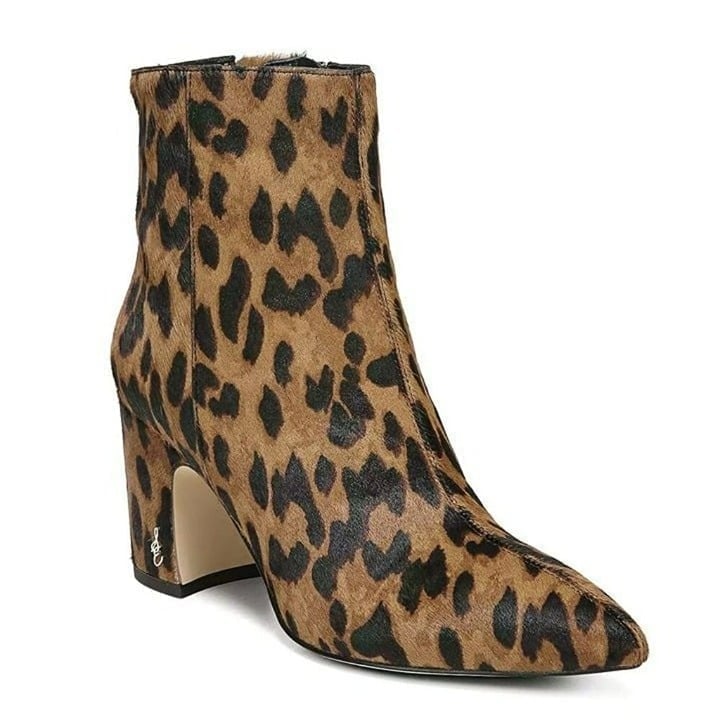 Sam Edelman Women's Hilty Leopard Print Calf Hair Booties Size 9 M (MSRP 180)