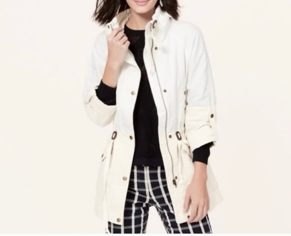 New Ann Taylor LOFT Jacket Women’s White/Beige Cotton/Linen Blend Casual, Sz M