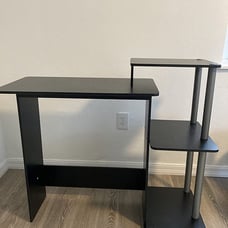 Efficient Home Laptop Notebook Computer Desk with Square Shelves, Espresso/Black
