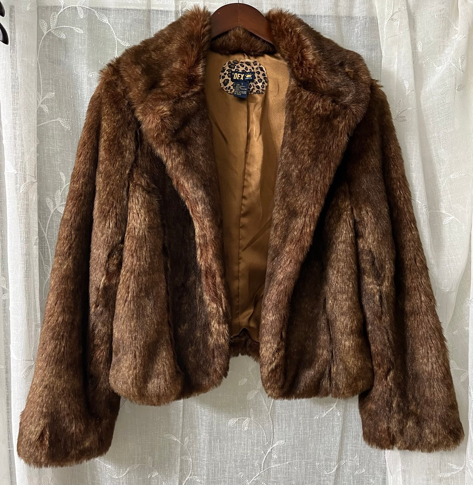 Dex Women’s Brown Faux Fur Long Sleeve Size Large