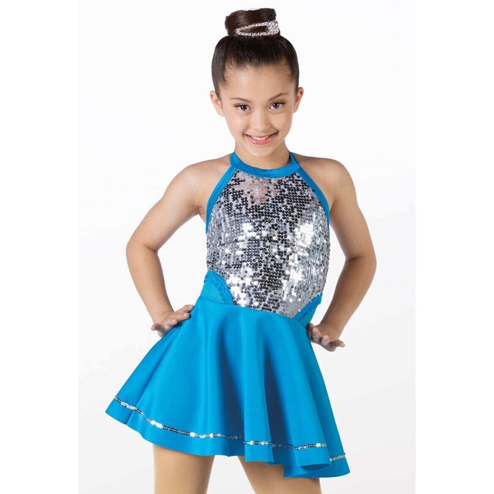 Dance Costume Weissman 14169 Intermediate Child Turquoise Jazz Sequins