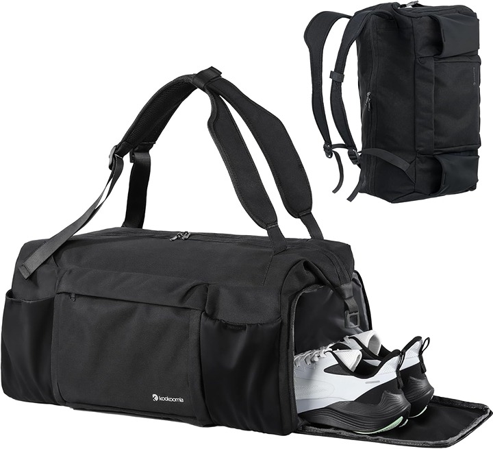 Gym Bag for Men with Shoes Compartment and Wet Pocket Black
