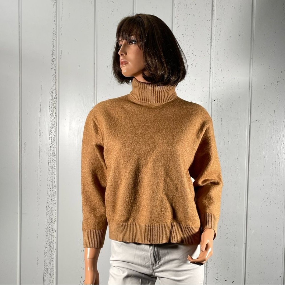 Northern Isles Premium Women's Wool Cashmere Cropped Turtleneck Sz XL