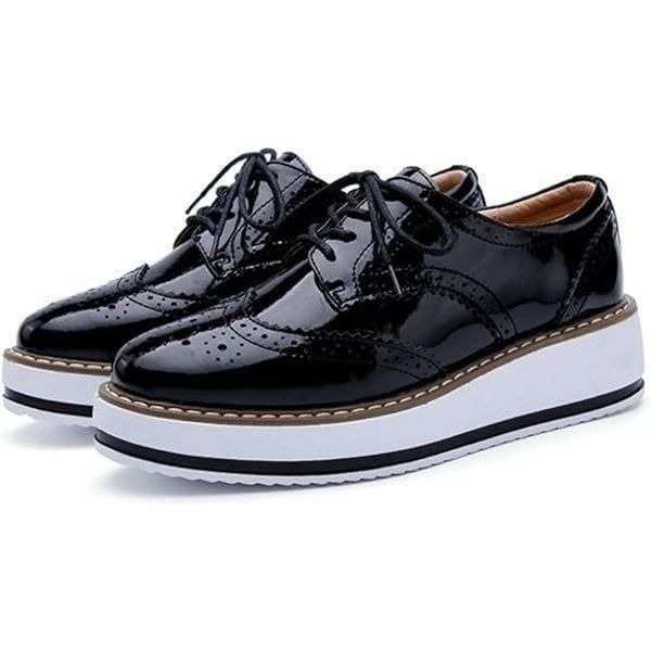 Women's Platform Lace-Up Wingtips Square Toe Oxfords Shoe Size 10 (43)