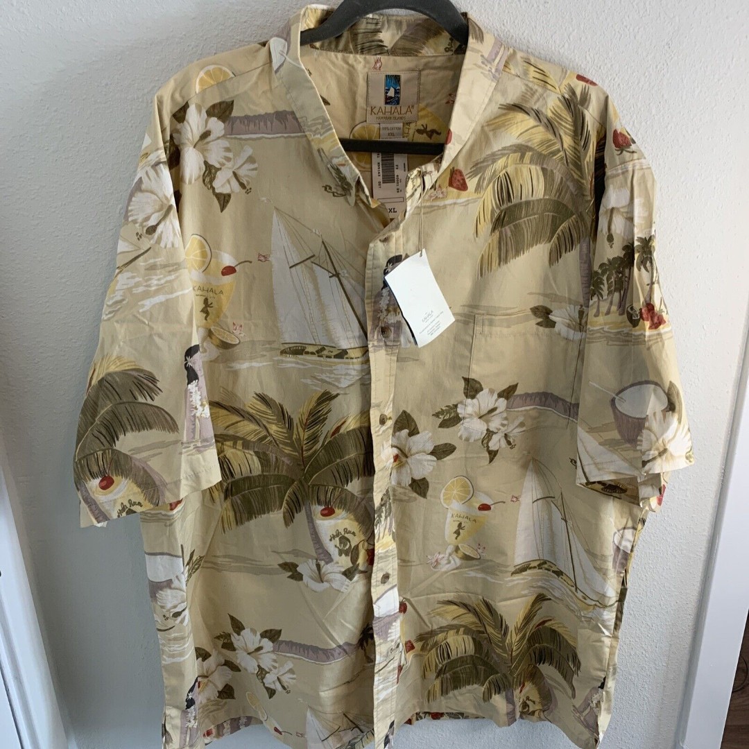 New Kahala Hawaiian Men’s Short Sleeve Button Up Shirt Sz. 2XL (XXL Floral Print