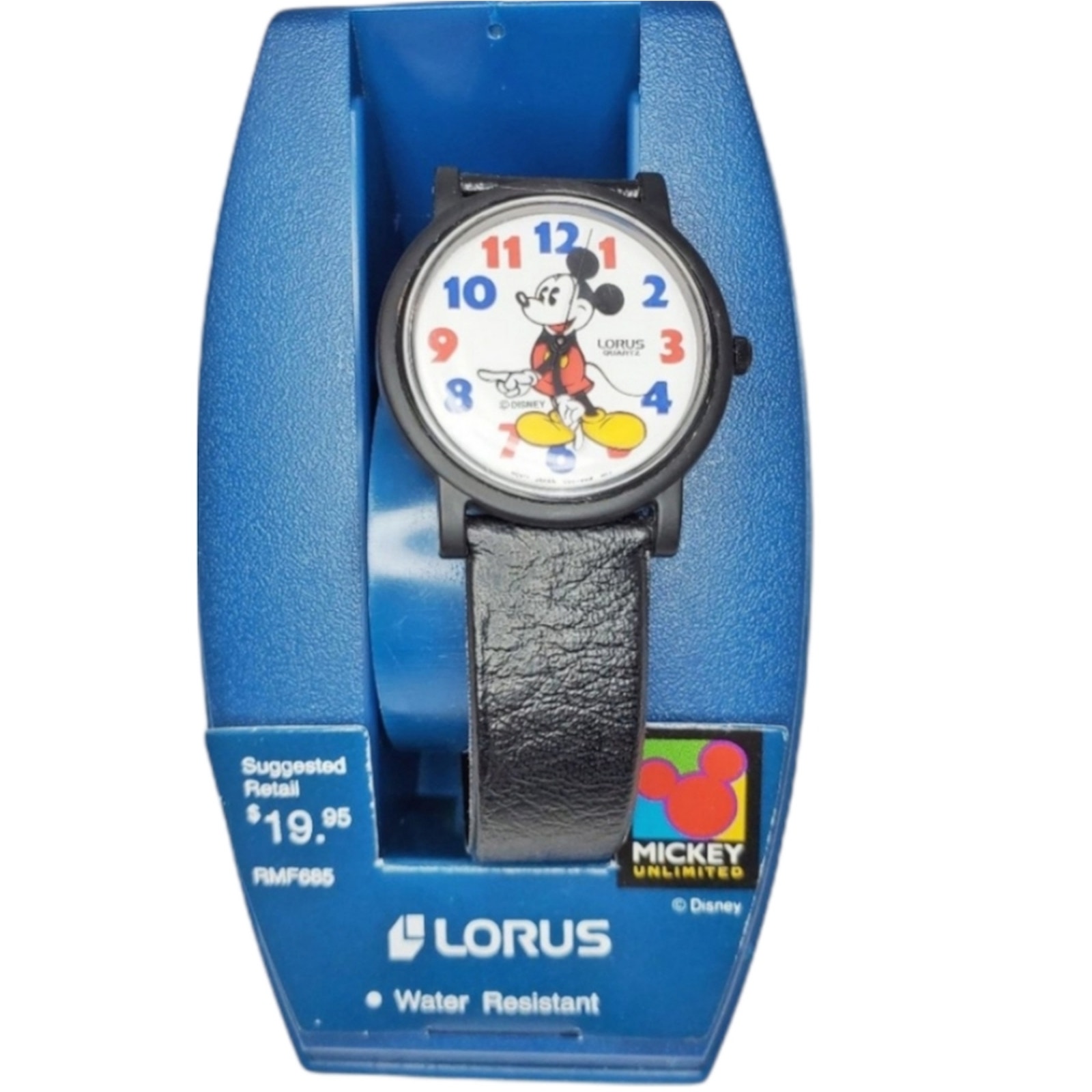 Disney X Lorus Mickey Mouse Blue & Red Plastic VTG Watch NOS