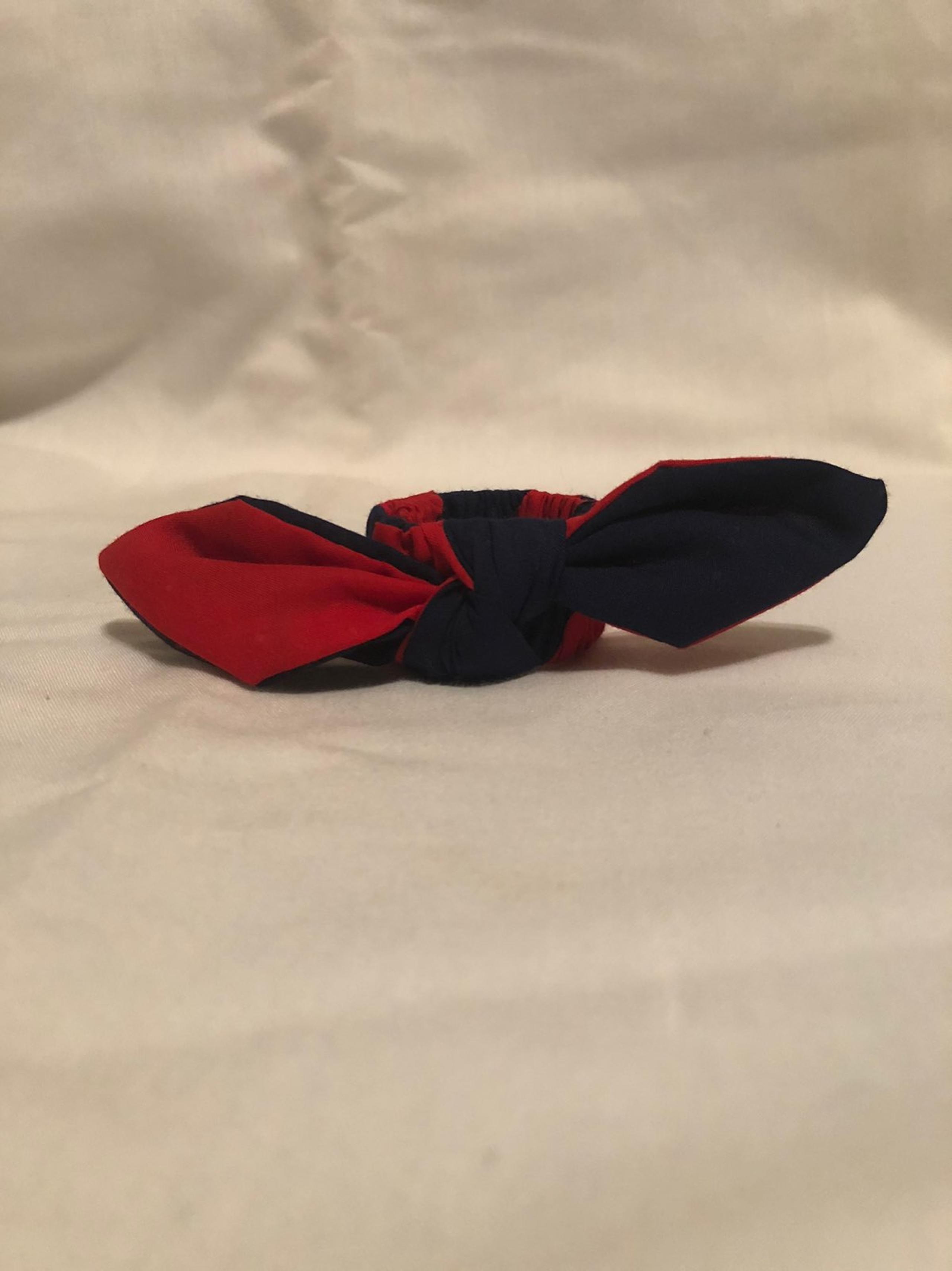 Navy and red bow slap around hairband