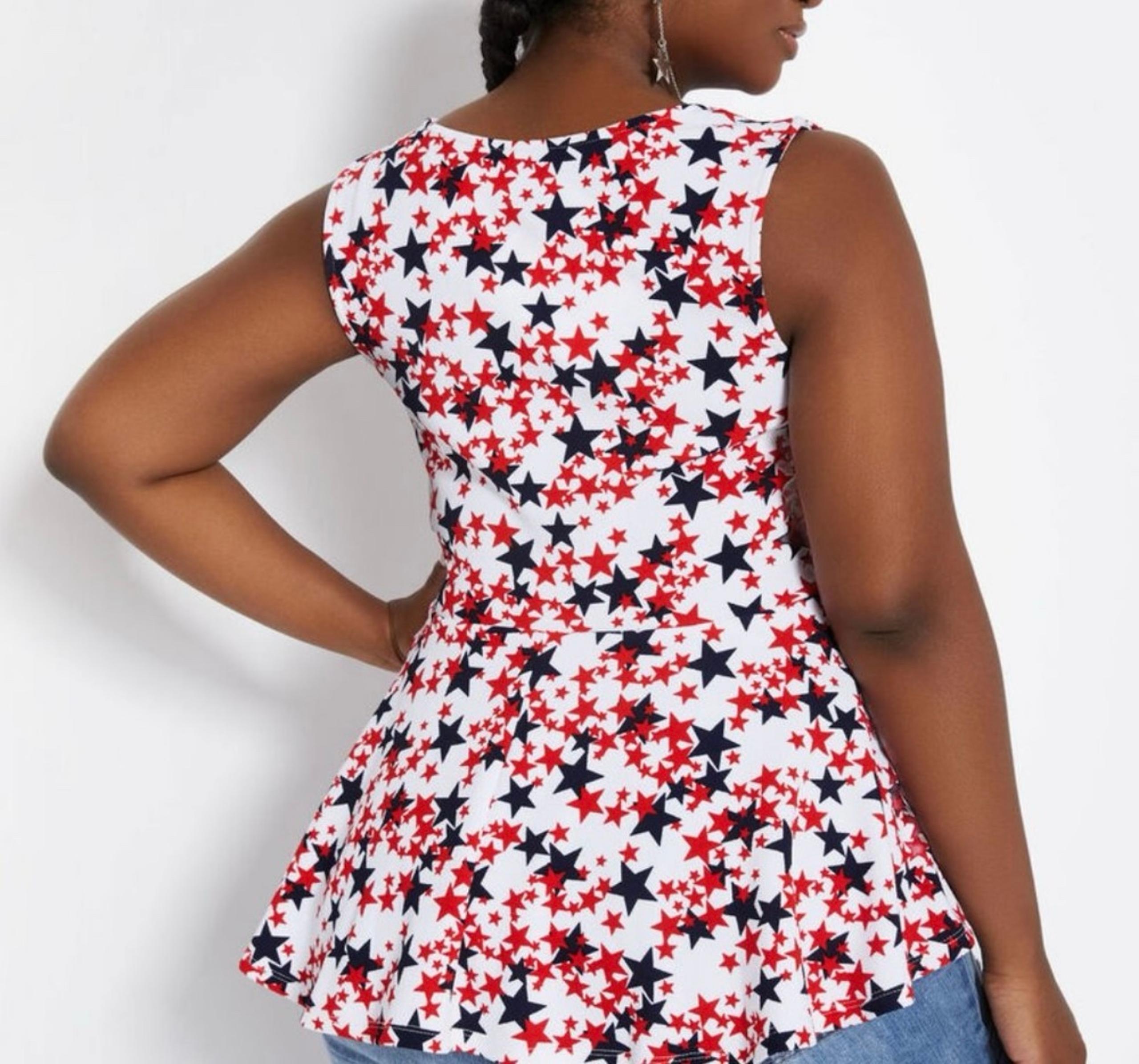 Ashley Stewart womens patriotic star print tops size 3XL