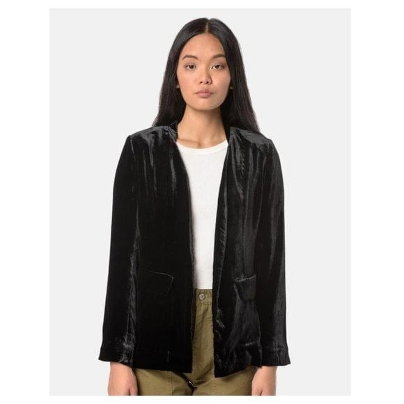 Ulla Johnson Womens Bobby Blazer Noir Velvet Front Open Long Sleeve Black Size 8