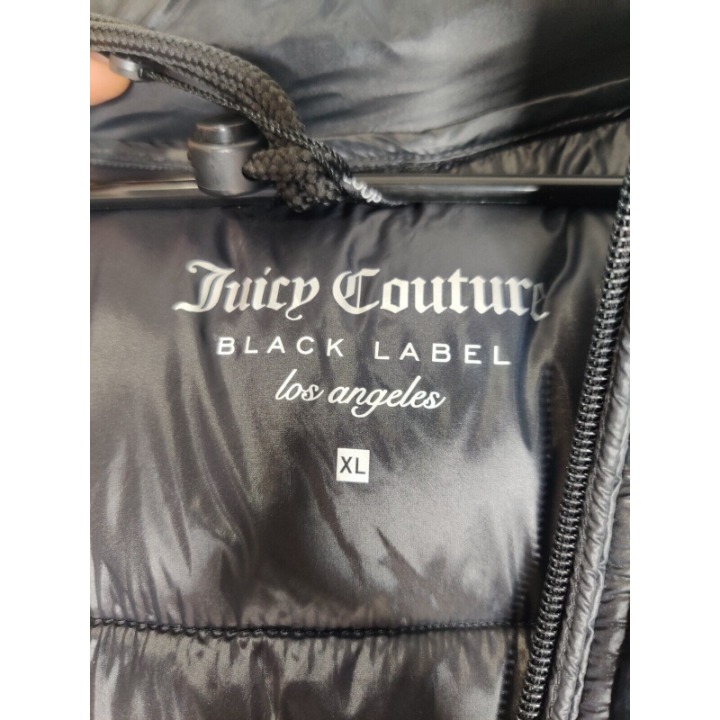 Juicy Couture Black Label shops Los Angeles Long Puffer Down Black Jacket NEW Size XL