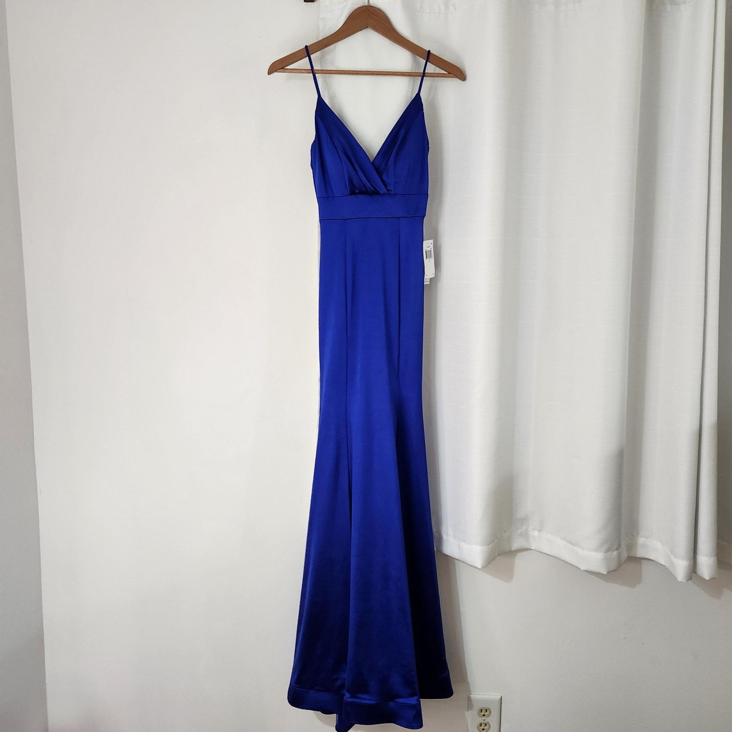 Teeze Me Womens Royal Blue Mermaid Evening Prom Dress
