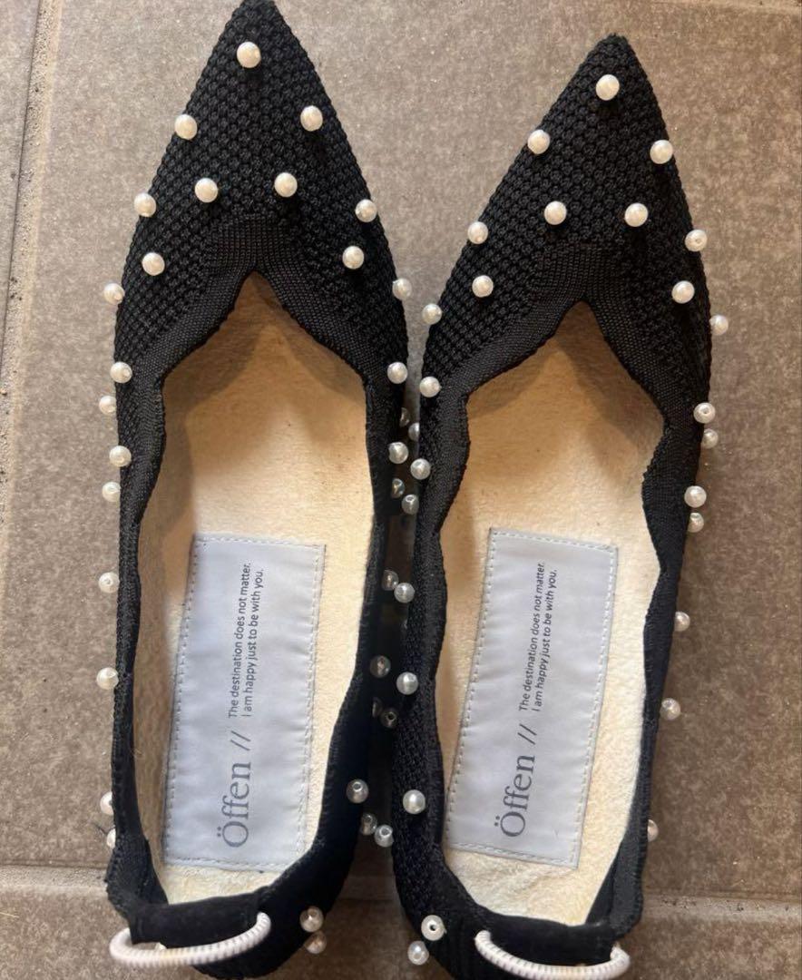 Offen オッフェン　scallop pearls pattern Öffen (Offen) scallop pearls pattern, BLACK, size 39