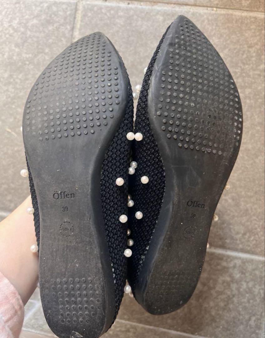 Offen オッフェン　scallop pearls pattern Öffen (Offen) scallop pearls pattern, BLACK, size 39