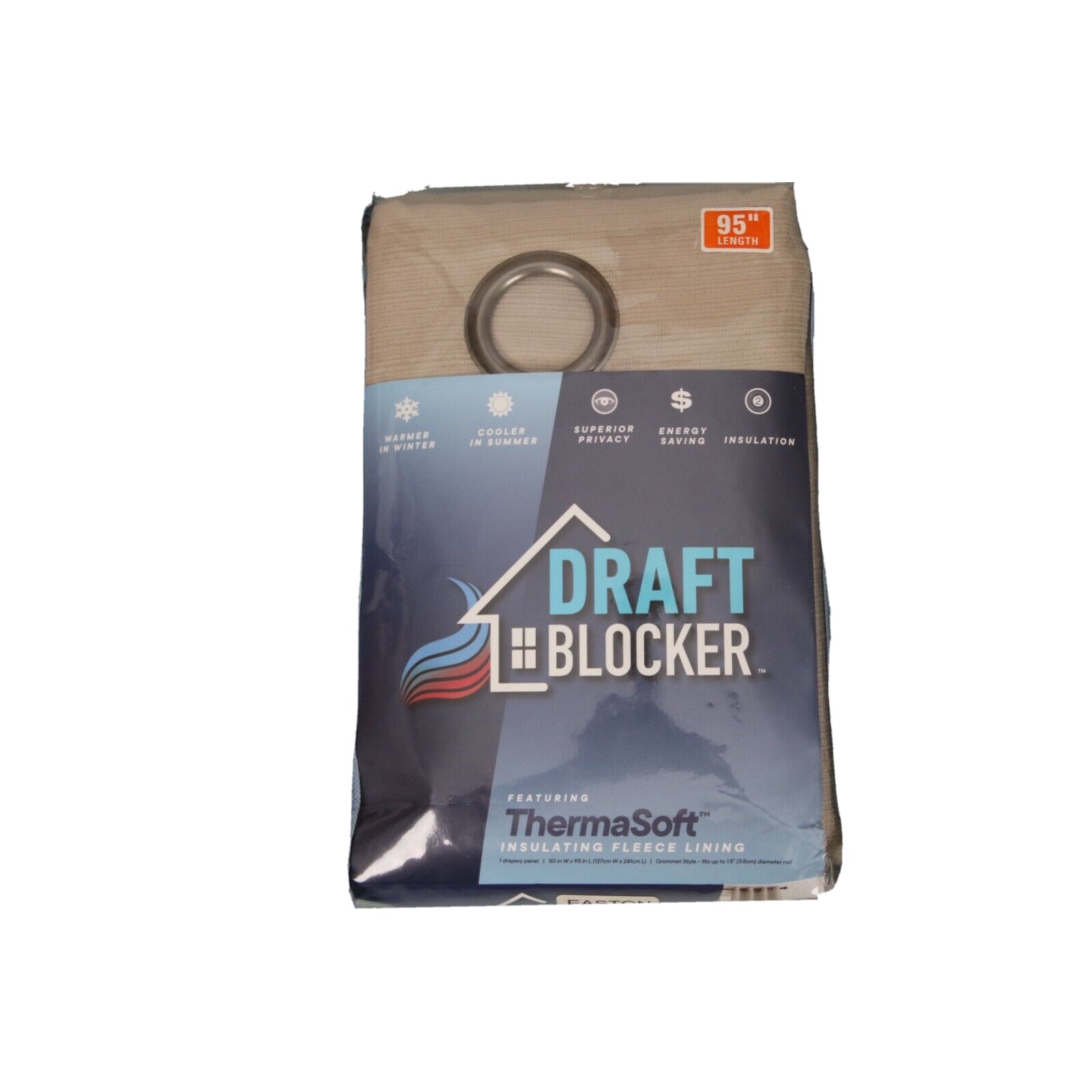 Draftblocker Easton 95 Grommet Room Darkening Window Curtain Panel in Linen