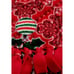 Homemade Reversible Christmas Tie Blanket. Solid Red/decorated Side Warm. Fleece