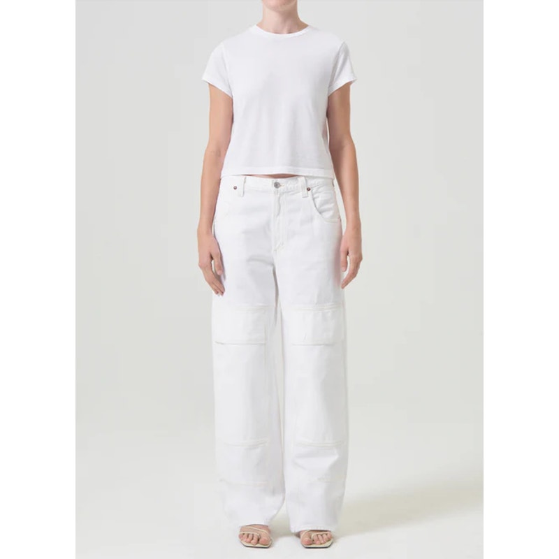 NWT Agolde Tanis Utility Cargo Baggy Slouchy Wide Leg Jean Milkshake Size 27