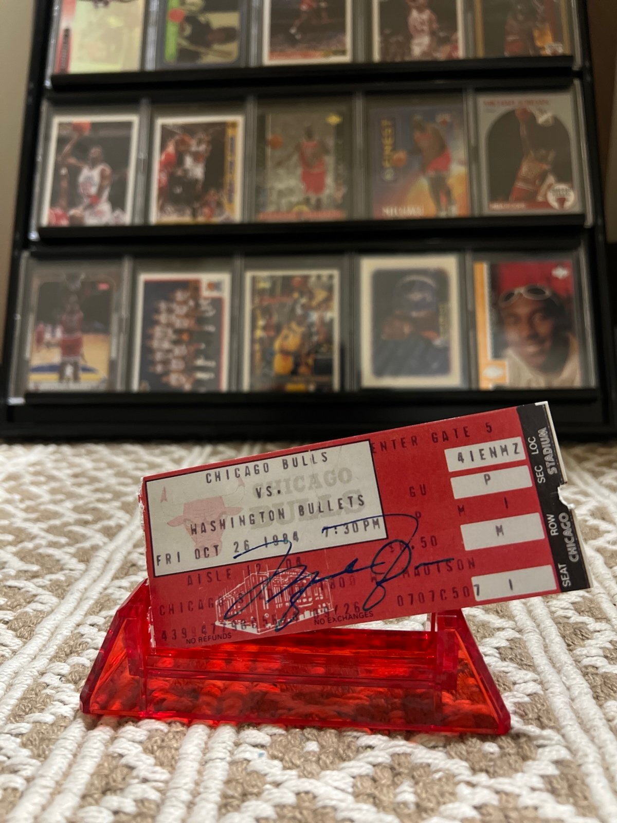 1984 MJ Reproduction First game ticket stub with rookie signature