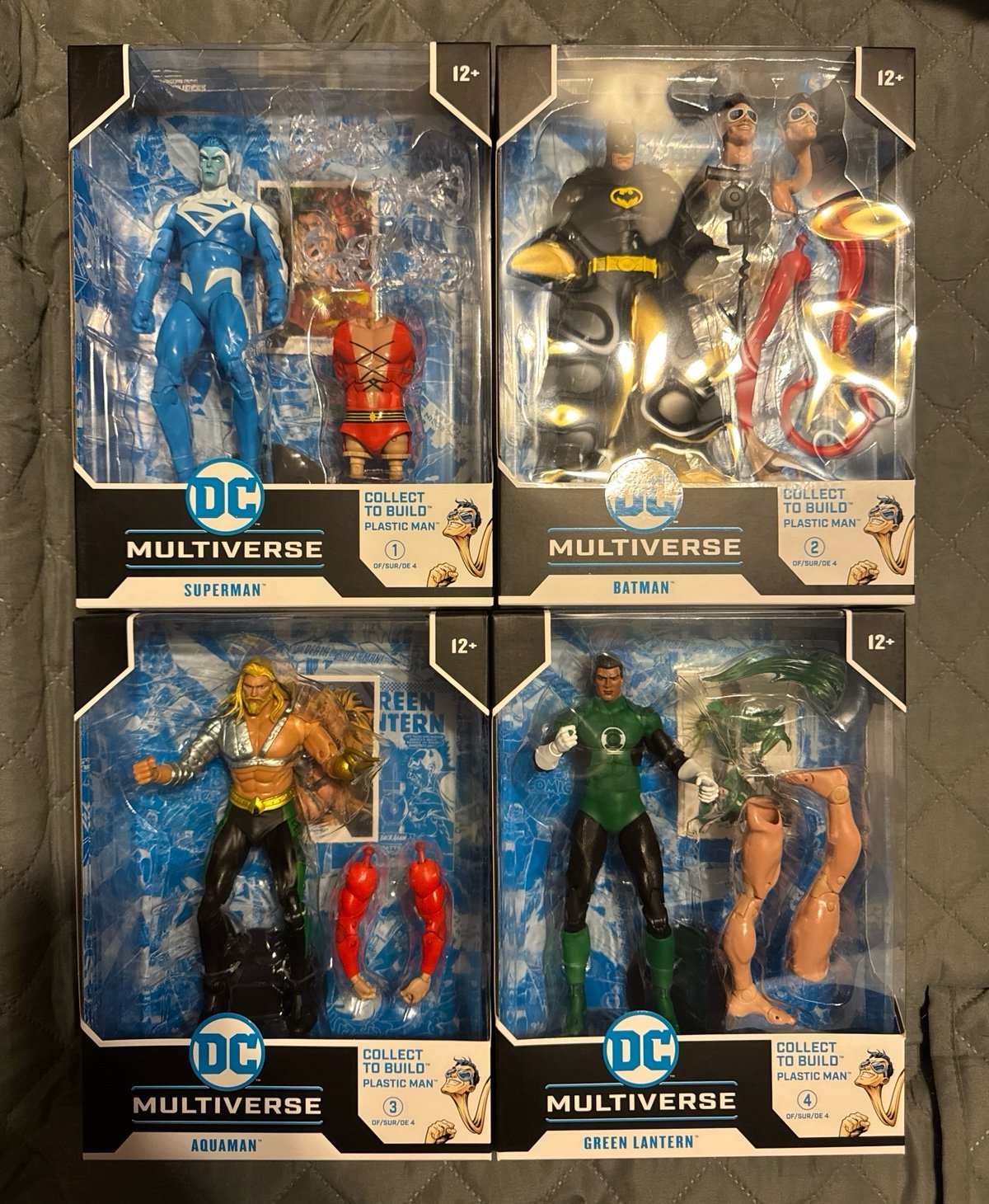 DC Multiverse Superman, Batman,Aquaman and Green Lantern Plastic Man wave
