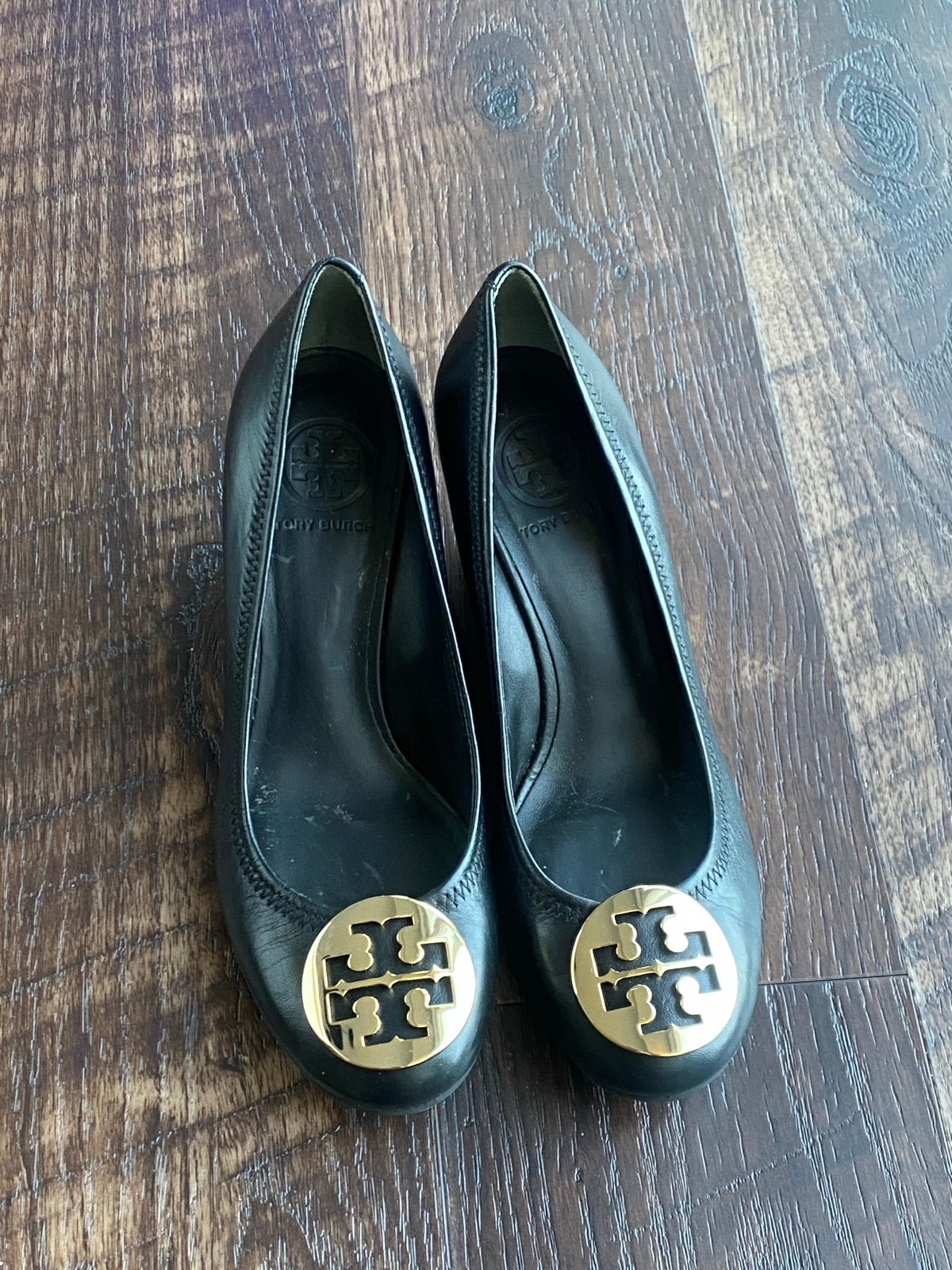 Tory Burch Women's Size 7.5 Black Pumps Wedge Sole Black Heel