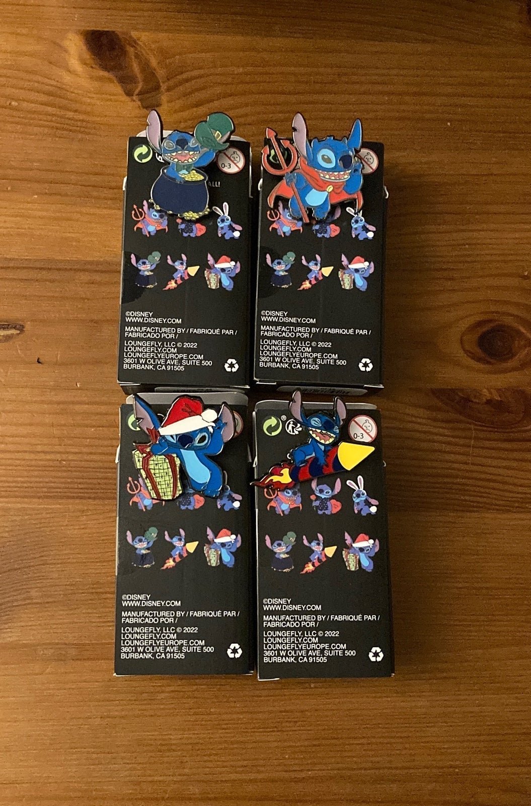 4 Loungefly Disney Lilo & Stitch Holidays Pins