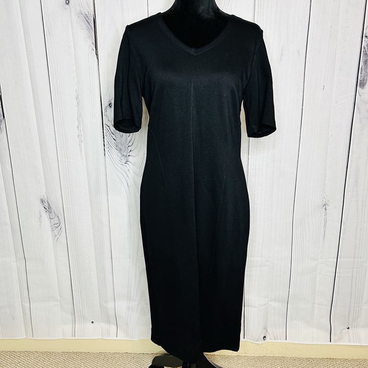 NWT Cabi Claire Dress V-Neck Ponte Short Sleeve Sheath Black Sz 10 NEW