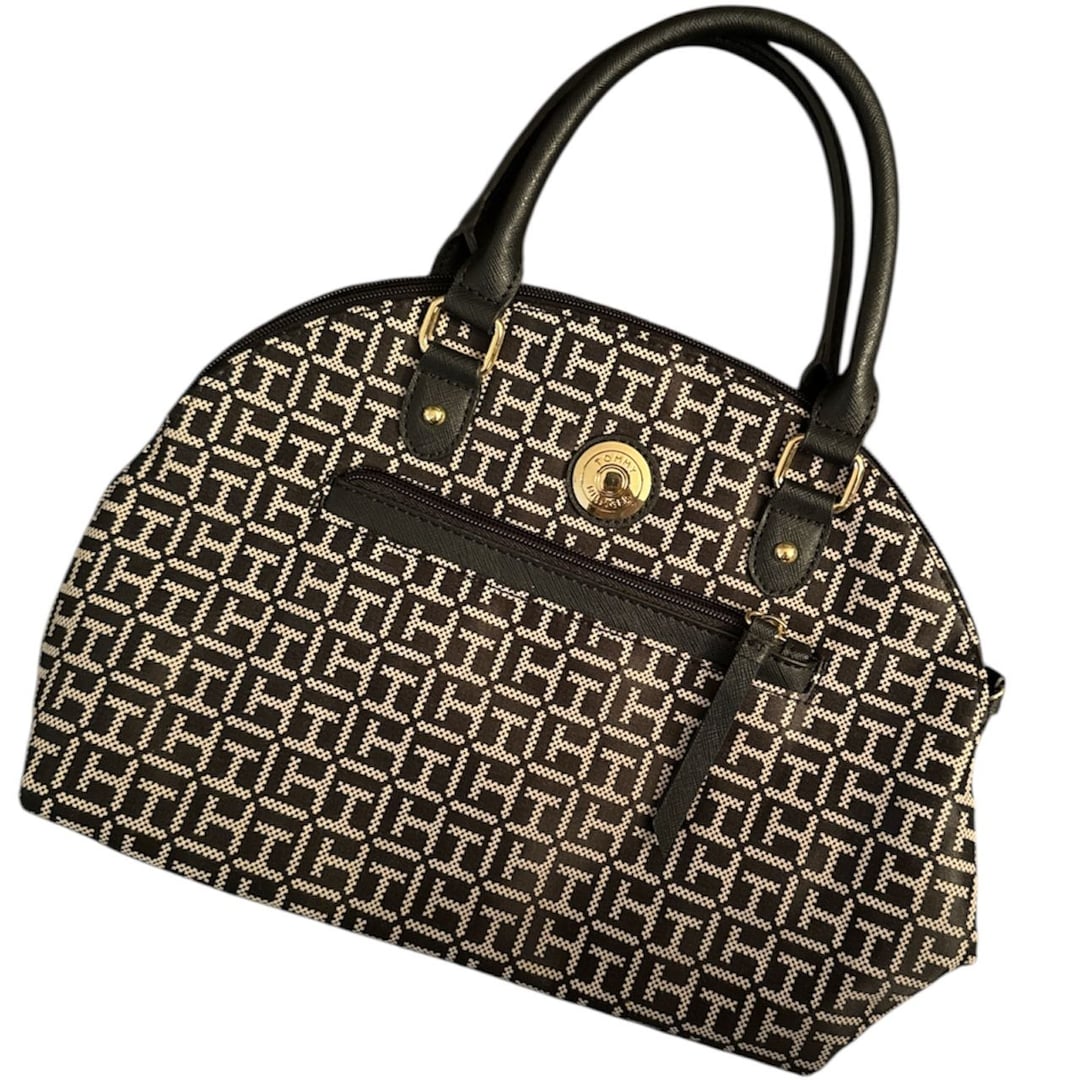Tommy Hilfiger TH Logo Dome Satchel Bag, Navy