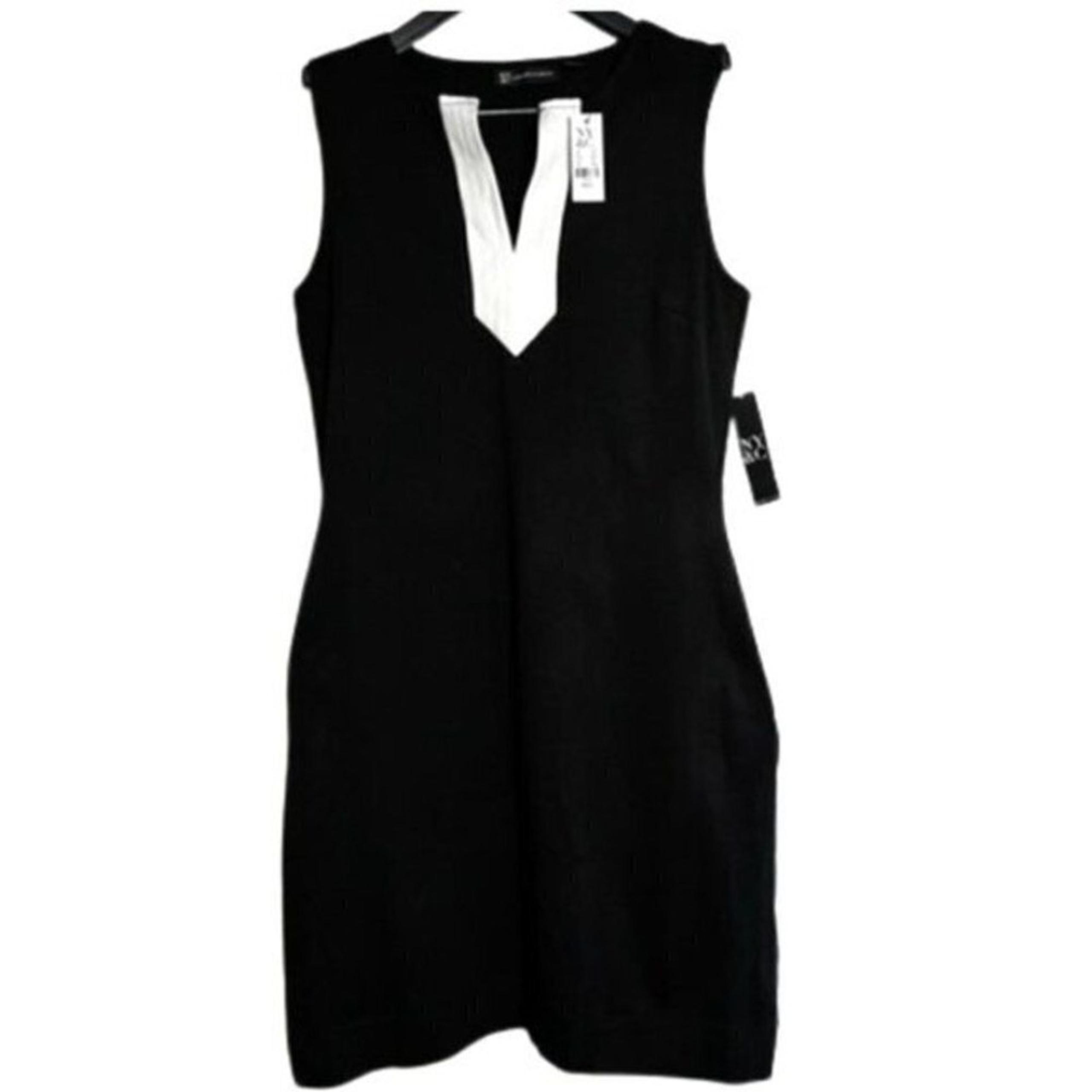 NY & CO Sleeveless V-Neck Dress - Black and White, Size Small, 100% Cotton