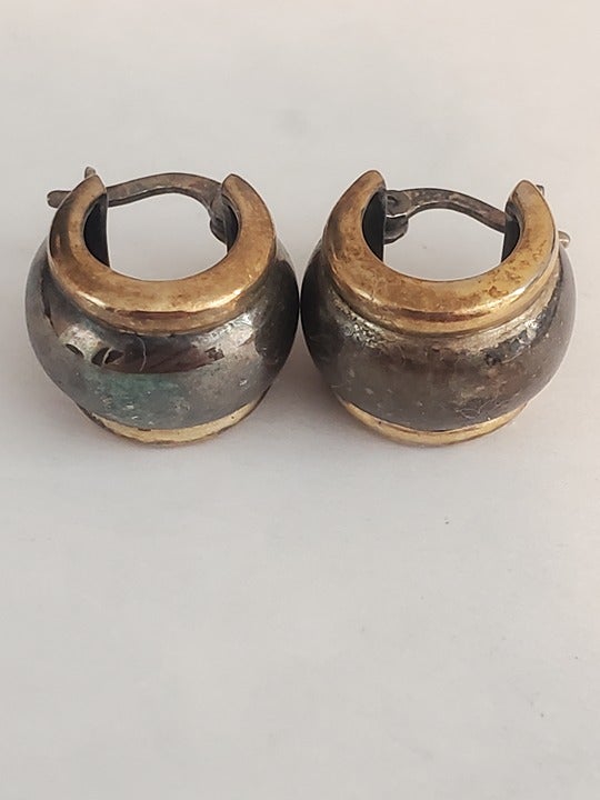 Estate vintage 925 sterling silver mini barrel earrings