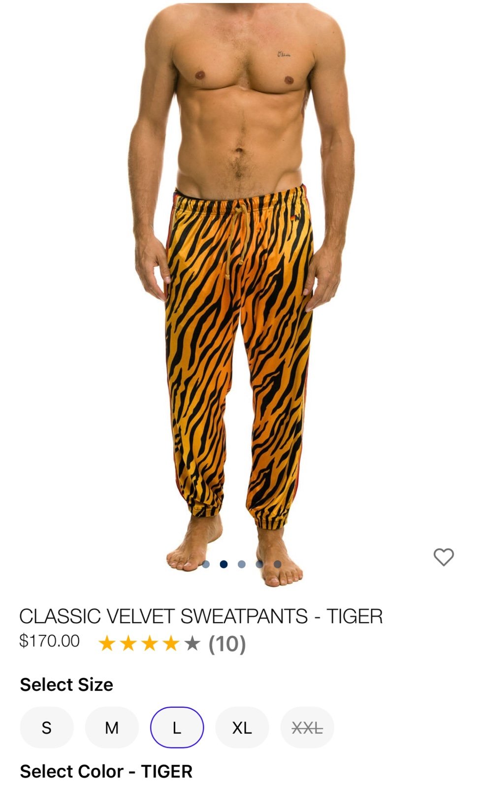 NEW Aviator Nation size L velvet sweatpants HOT TIGER!