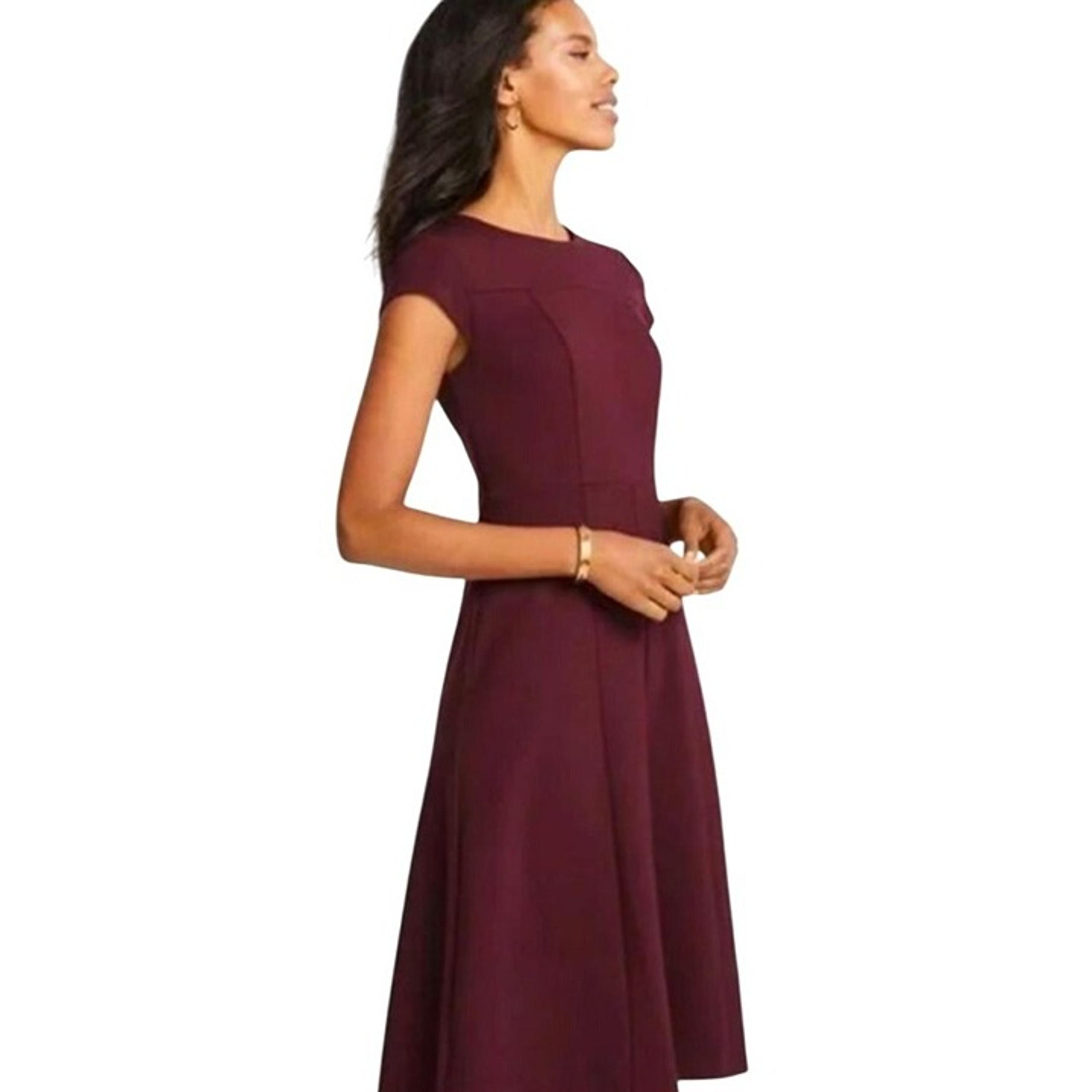 Ann Taylor Ponte Midi Dress Sz 6 Work Office Stretch Capsule Wardrobe Cap Sleeve