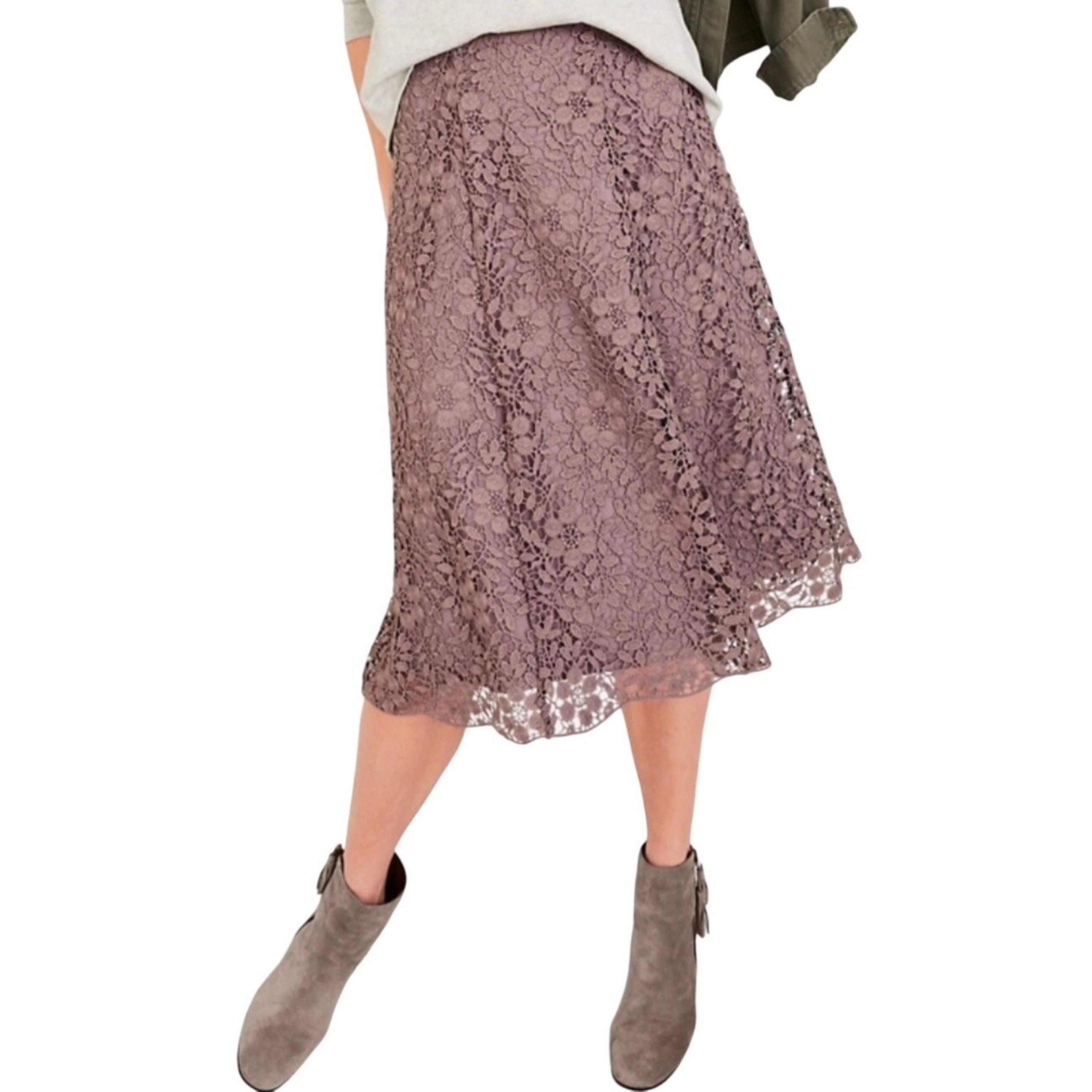 Garnet Hill Size 10 Floral Lace A-Line Midi Skirt