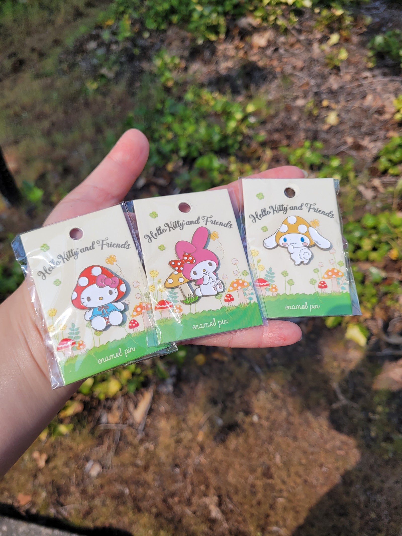 Hello Kitty And Friends Mushroom enamel pins set of 3
