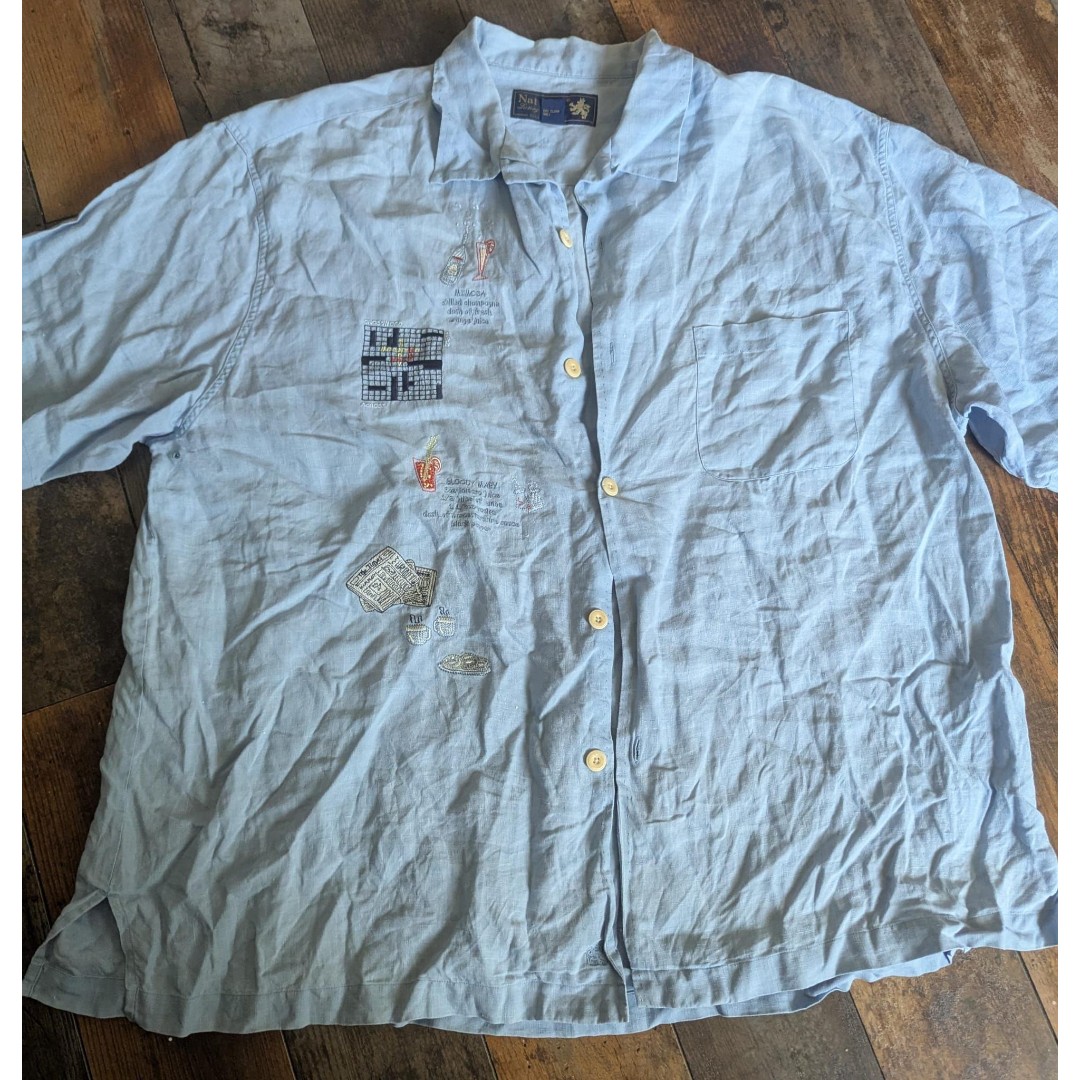 VTG Nat Nast Luxury Originals XL Linen Shirt Ltd Ed #76 Crossword '02