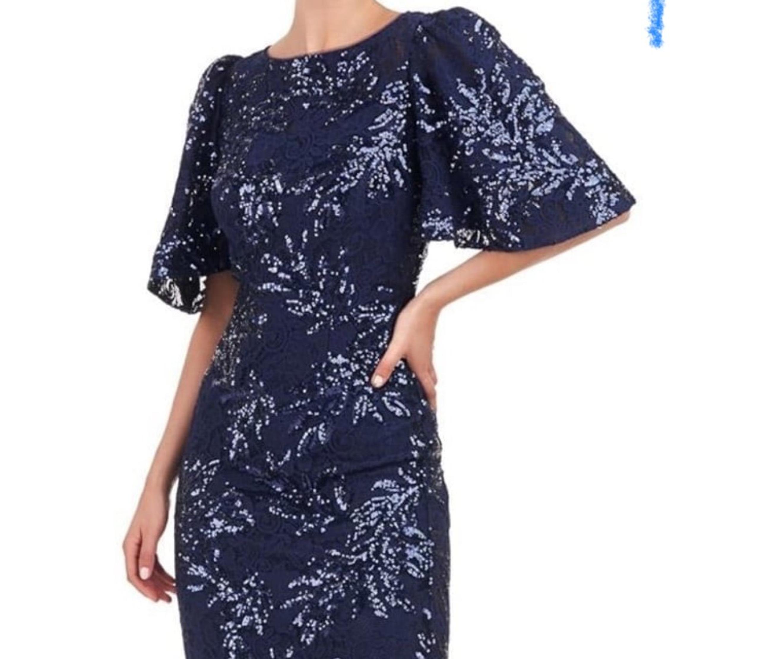 JS Collections Sequins Blue Dress Adel Tea